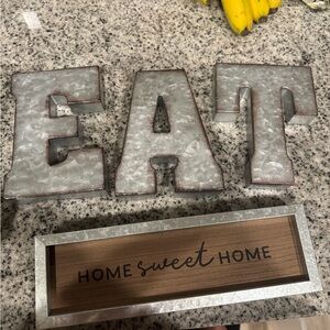 Metallic EAT Letters and Home Sweet Home Sign